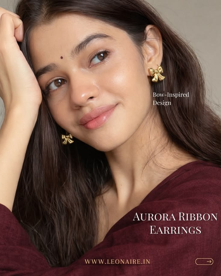 Aurora Bow Stud Earrings – Minimal Gold Jewelry for Everyday Elegance