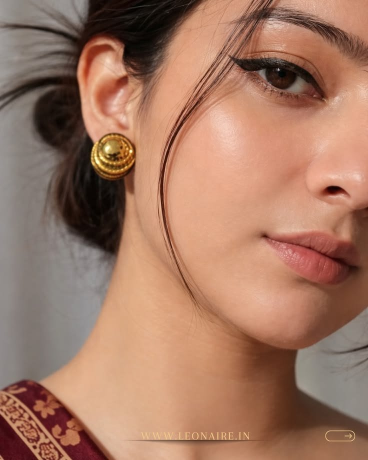 Classic Gold Dome Studs – Lightweight & Stylish Earrings for Women